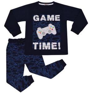 PYJAMA Enfants Filles Garçons Game Time Bleu Marine Pyjam