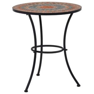 TABLE BASSE JARDIN  Table de bistro mosaïque Orange/gris 60 cm Céramique