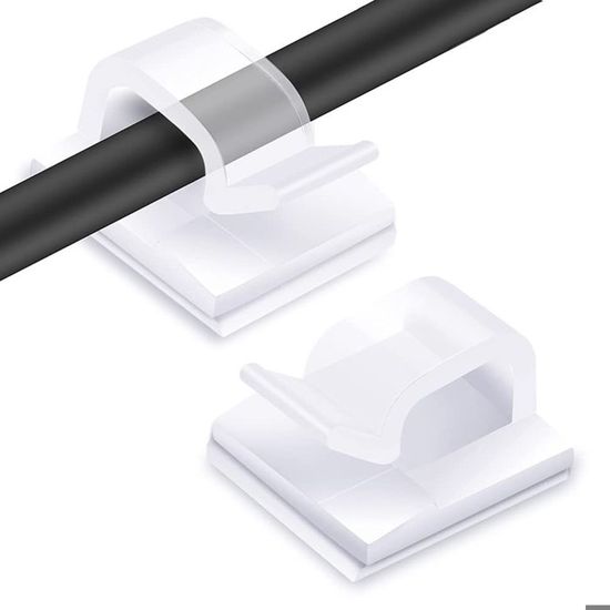 Lot De 3 Clips De Gestion De Câbles, Supports De Câbles Adhésifs En Silicone Pour Câbles D'alimentation, Câbles De Charge Au Bureau Et à La Maison (blanc