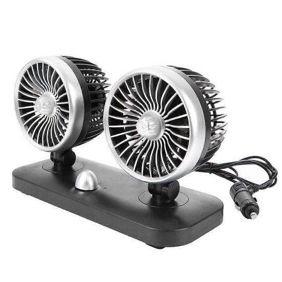 Ventilateur De Voiture USB Double Tête 12V - Pivotant 360°, 3 Vitesses, Puissant Pour Refroidissement Rapide En Été - 6