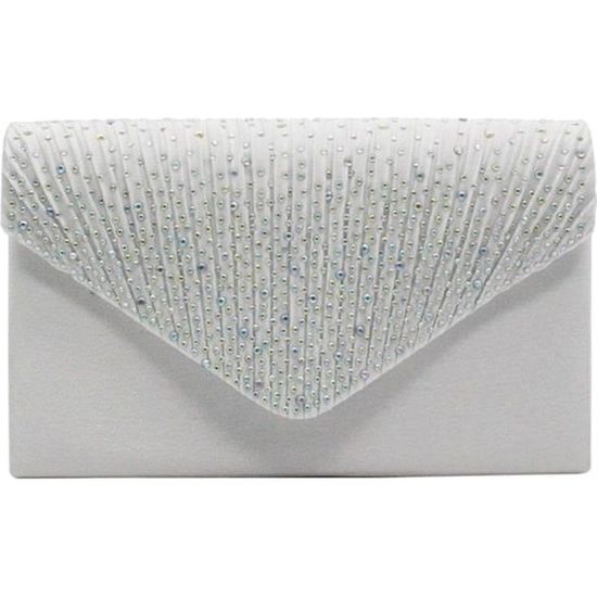 Pochette De Soirée Femme Plissée En Cuir PU - Sac Cérémonie Mariage Avec Chaîne Détachable - Bandoulière Ou à Main