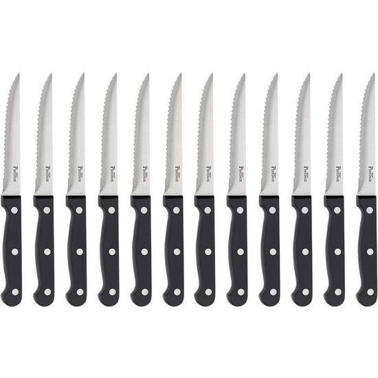 Lot De 12 Couteaux à Steak Jumbo Olympia - Lame 115 Mm - Manche Palissandre - Acier Inoxydable 18/0