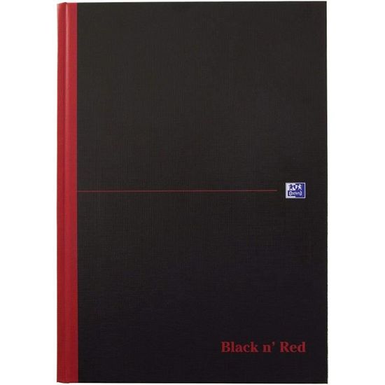 Carnet Oxford Black N' Red A4 à Carreaux - Couverture Rigide, 192 Pages, Reliure Cousue