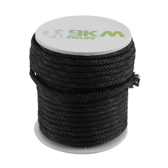 Fil Tressé Kevlar 9KM DWLIFE 100% – Résistant à La Chaleur (800°F), Anti-coupure, Léger, 22 à 680 Kg, Pour Camping, Pêche, Bricolage, Noir