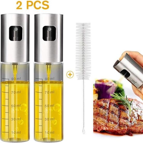 Vaporisateur D'Huile D'Olive Home Markt24 - Bouteille Verre 100ml Rechargeable, Acier Inoxydable, Pour Cuisine Saine
