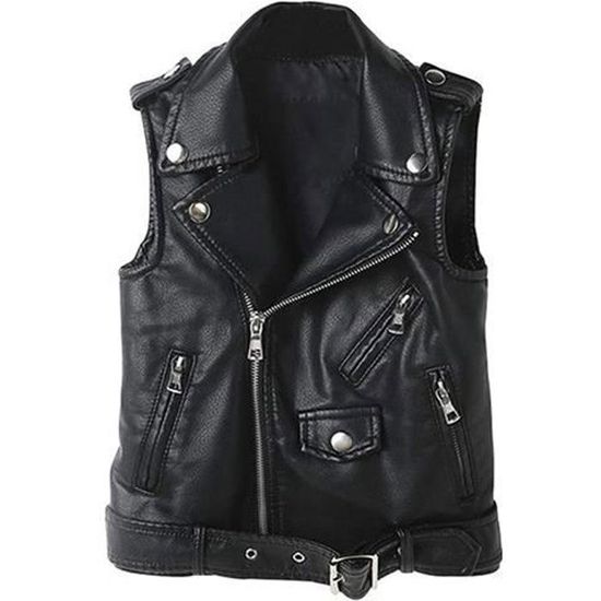 Veste Moto Simili Cuir Noir American Culture Taille L Femme - Fermeture éclair, Matelassée, Occasion Très Bon état