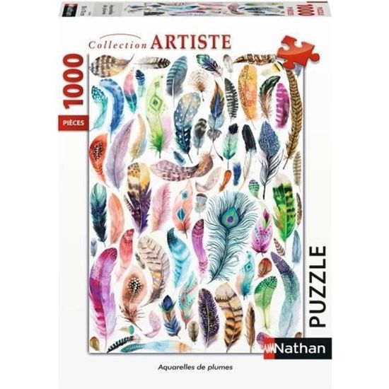 Puzzle 1000 pièces Aquarelles de plumes, Adultes et enfants dès 14 ans, Puzzle de qualité supérieure, Collection Artiste, 87640, Nat