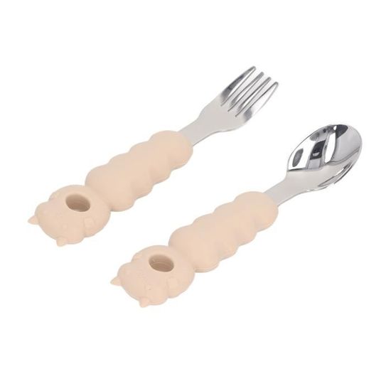 IUDWCG Ensemble Cuillère + Fourchette Bébé Carottes – Acier Inox 316 & Silicone Souple Pour Tout-Petit Dès 6 Mois