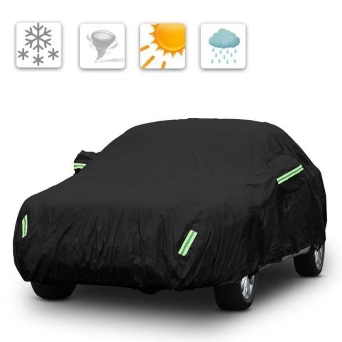 Bâche Voiture 530x200x150cm Sedan 210T Housse de véhicule universelle Etanche/Anti-UV/Poussière/Anti-rayures Couverture Auto-Noir