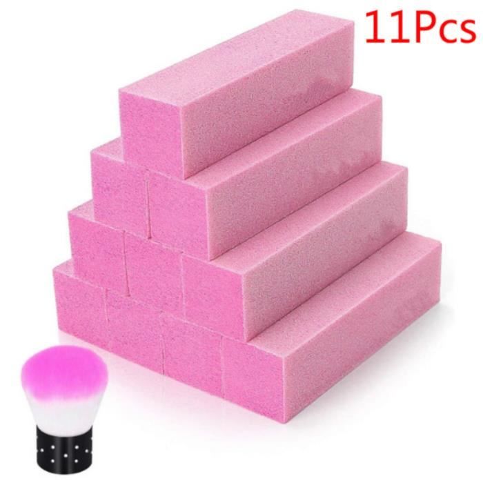 Tampon À Ongles Bloc Polissoir Nail Art Tips Tool, Blocs De Polissoirs À Ongles Avec Pinceau À Ongles Rose