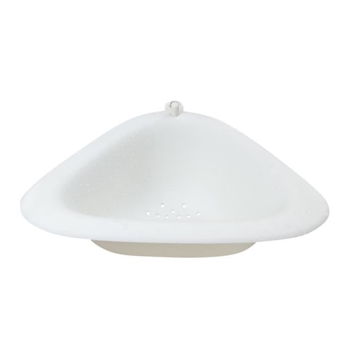 Support de Rangement d'évier Triangulaire Plateau de Drainage avec Ventouse évier de Cuisine Coin Suspendu Panier - blanc