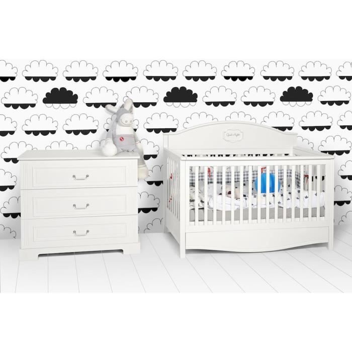 Ensemble meubles bébé : lit évolutif 70x140 cm + commode