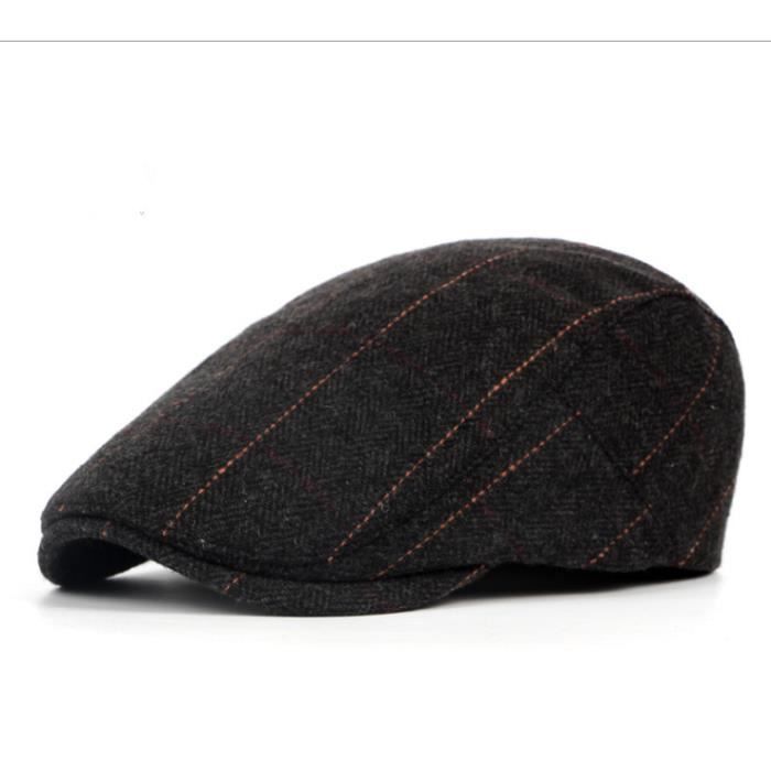 Hommes Chapeau réglable Style à Rayures béret Casquette Plate Vintage Homme d'âge mûr Rétro Homme Chapeau