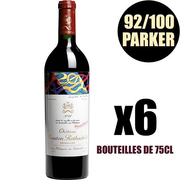 X6 Château Mouton Rothschild 2011 Rouge 75 cl AOC Pauillac 1er Cru Classé Vin Rouge