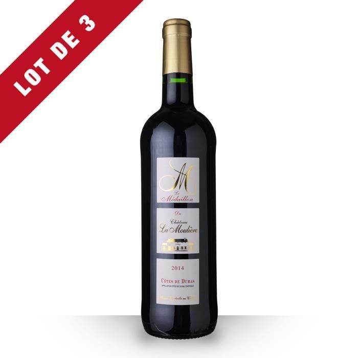 3X Château la Moulière Médaillon 2014 Rouge 75cl AOC Côtes de Duras - Vin Rouge
