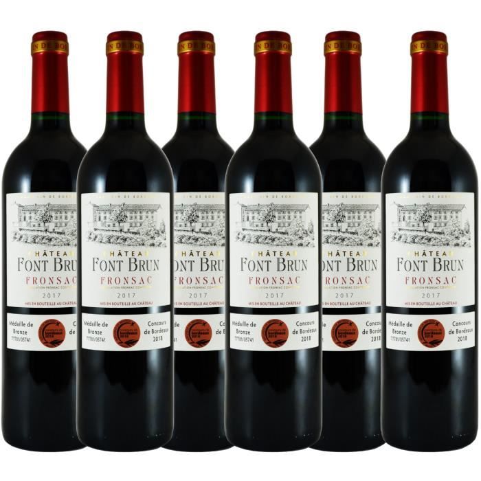 Château Font Brun 2017 - AOC Fronsac - Vin rouge de Bordeaux - lot de 6 bouteilles 75 cl