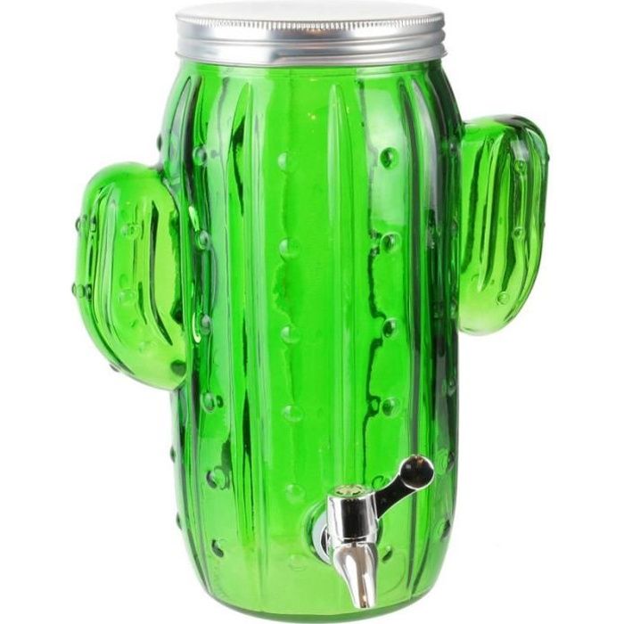 Pick&Drink KA2664 Fontaine à boisson Distributeur robinet Cactus Vert et gris Verre métal et plastique H29 x 22 x 23,5 cm