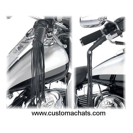 Couvres poignées et leviers cuir à franges moto trike, Modèle: Couvres poignées