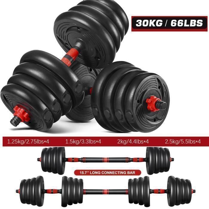 Haltère 30kg musculation Réglable pour Hommes et femmes