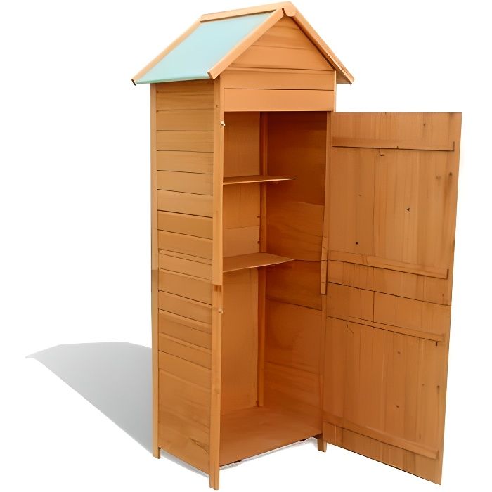 Armoire de Jardin en Bois - Rangement D'extérieur - Résistante à l'eau - 79x49x190 cm - Marron