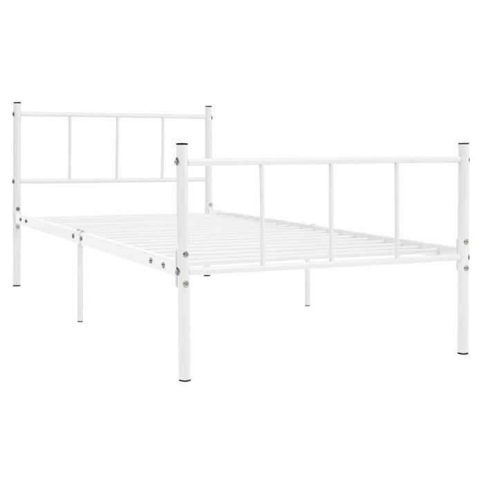 Jardin - Lit adulte Structure de lit Classique - Lit enfant Lit pour 1-2 personnes - Blanc Métal - 100 x 200 cm Style ancien 67053