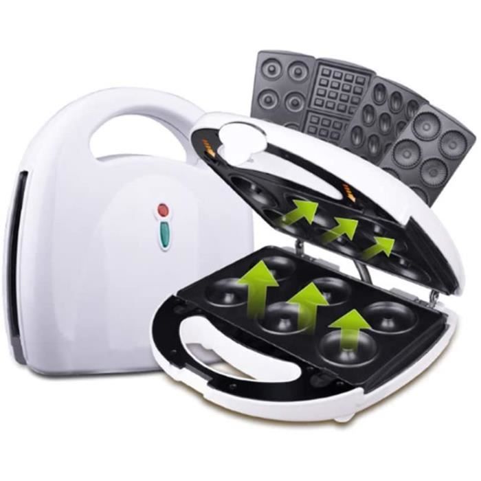 Nlne Appareil À Croque Monsieur, Gaufrier 4 en 1, Gaufre, Panini, Beignets, Sandwich Grill, Plaque Antiadhésive, Détachable, 750W