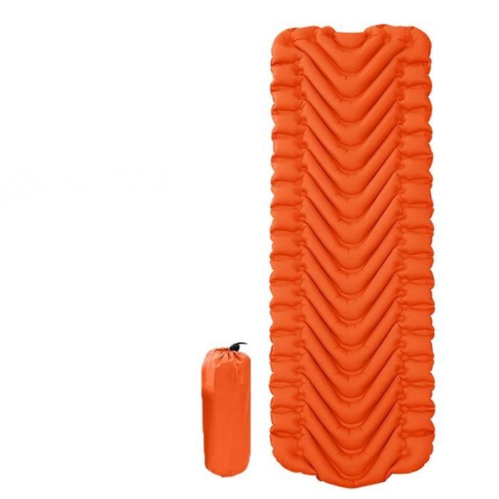 matelas gonflables de camping ultra légers imperméables matelas de sommeil extérieurs pliants portatifs lits simples V orange