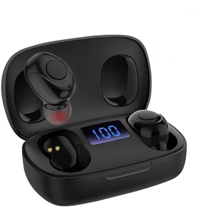 Écouteur Bluetooth 5.0 sans Fil- MAGCH Sport Vrais sans Fil TWS Antibruit Casque Intra-Auriculaires avec et Boîte de Charge Noir
