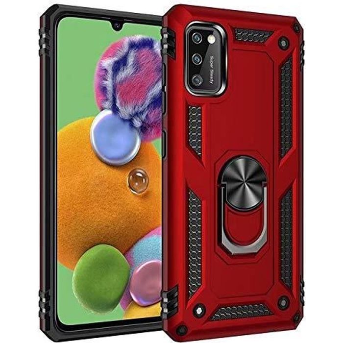 Coque (Samsung Galaxy A41 EU) Aimant Anneau Support, 360° Double Couche Renforcée Défense Bumper Antichoc Armure Housse Etui PrT