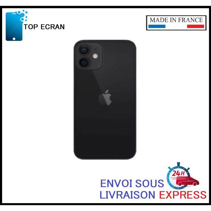 Vitre arrière pour Iphone 12 NOIR avec LOGO et Adhesif