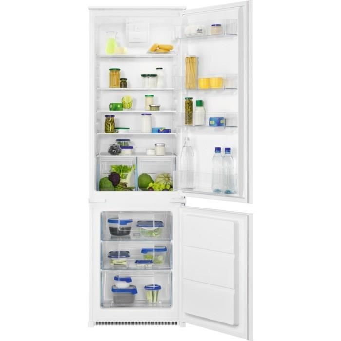 FAURE - Réfrigérateur congélateur bas encastrable FNFN18FS1 - 267L (195+72) - Froid Brassé Statique - L 56cm x H 178cm - Blanc