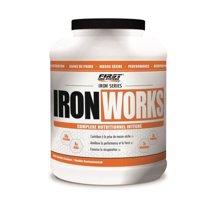 IRON WORKS 2200g FRAISE YAOURT First Iron System Proteine Whey Isolate WPC Carnitine BCAA Creatine (2,2kg)