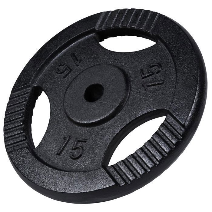 Disque en fonte avec poignées de 15 kg - Noir