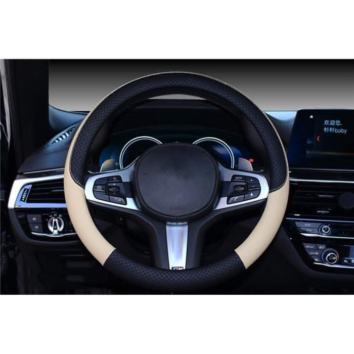 Couvre Volant Cuir Microfibre Housse de Volant Antidérapant de Voiture Universel Protecteur de Volant (Blanc)