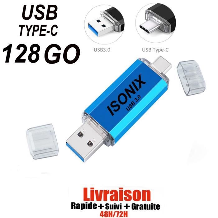 Clé USB 128 GO Type C OTG USB Flash Drive pour appareils Android/PC BLEUE