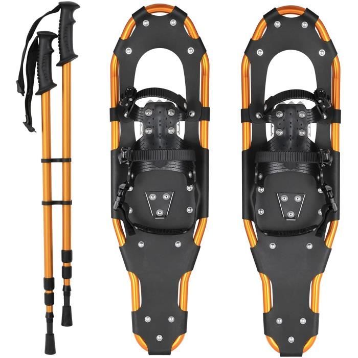 Raquette à Neige, LUDOSPORT, Chaussures de Neige avec Bâtons de Randonnée et Sac de Transport, Fixations Réglables, 78cm 73-96 kg