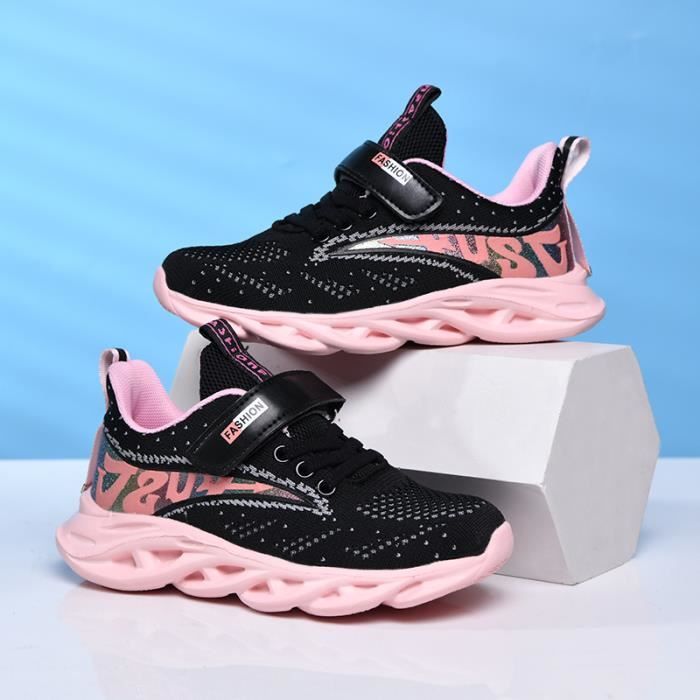 Sport Filles Baskets Enfants Chaussures Noir Décontractées Pour Enfants Baskets Respirant Maille Chaussures De Course