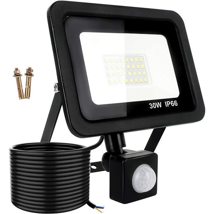 Projecteur LED 30W Détecteur de Mouvement Eclairage led extérieur, étanche IP66 luminaire de sécurité pour Passage,Couloir,etc