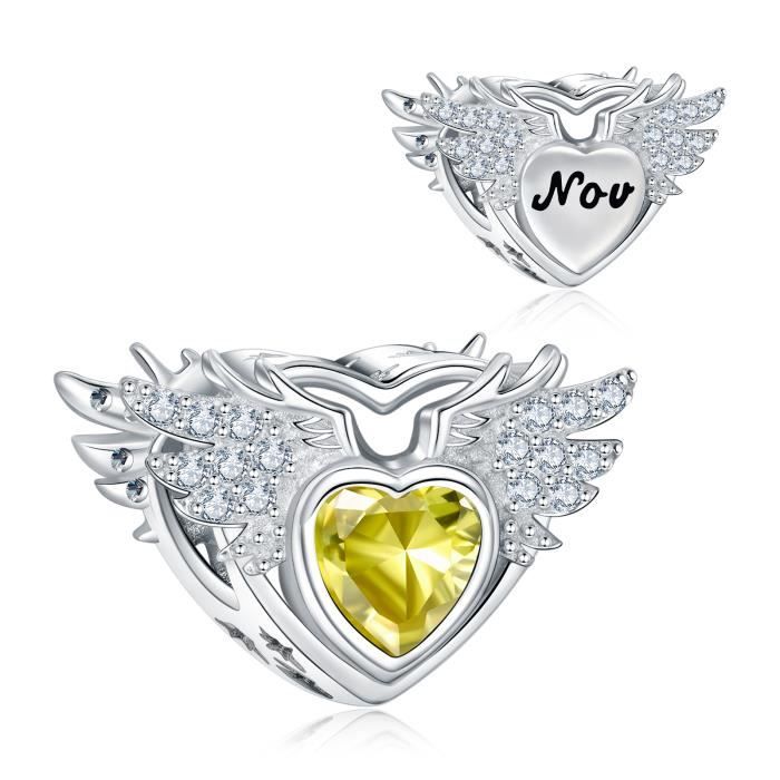 NINGAN Charms Naissance Novembre pour Pandora Bracelet - Breloques Ajourés de Perles en Argent Sterling 925