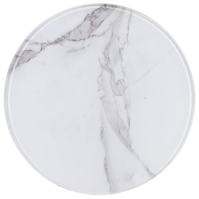 Luxueux Magnifique-Dessus de table Plateaux Blanc ?30 cm Verre avec texture de marbre