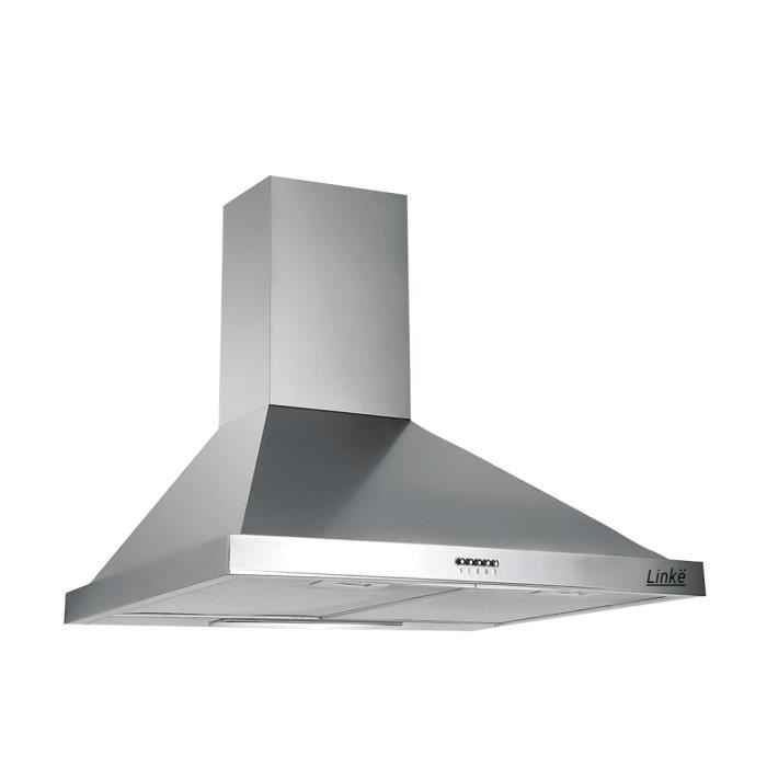LINKE - LKDM90X - Hotte décorative murale - 90 cm - Evacuation ou recyclage - 56 Db - 650m3/h - Inox