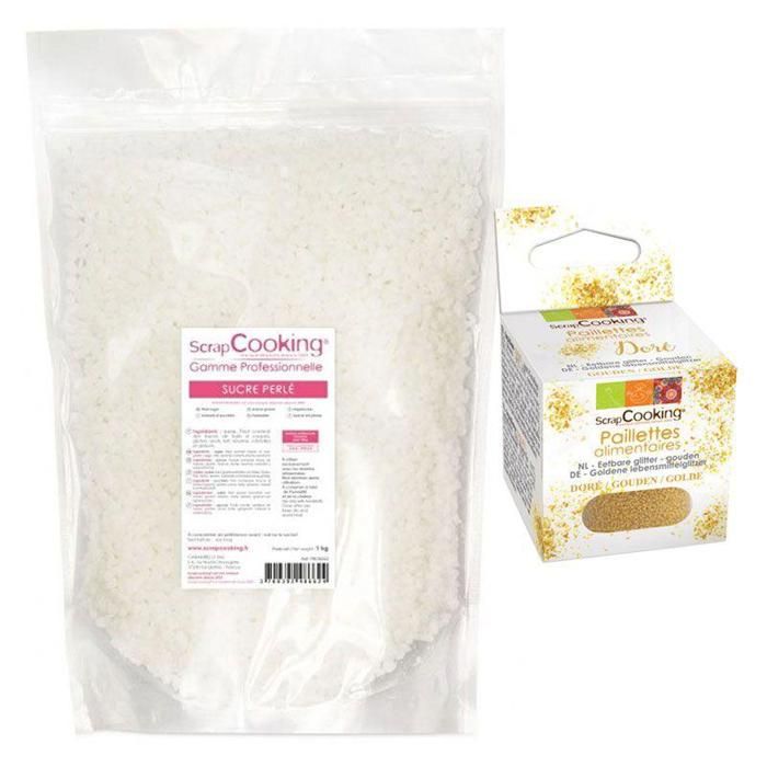 Sucre perlé 1 kg + paillettes dorées