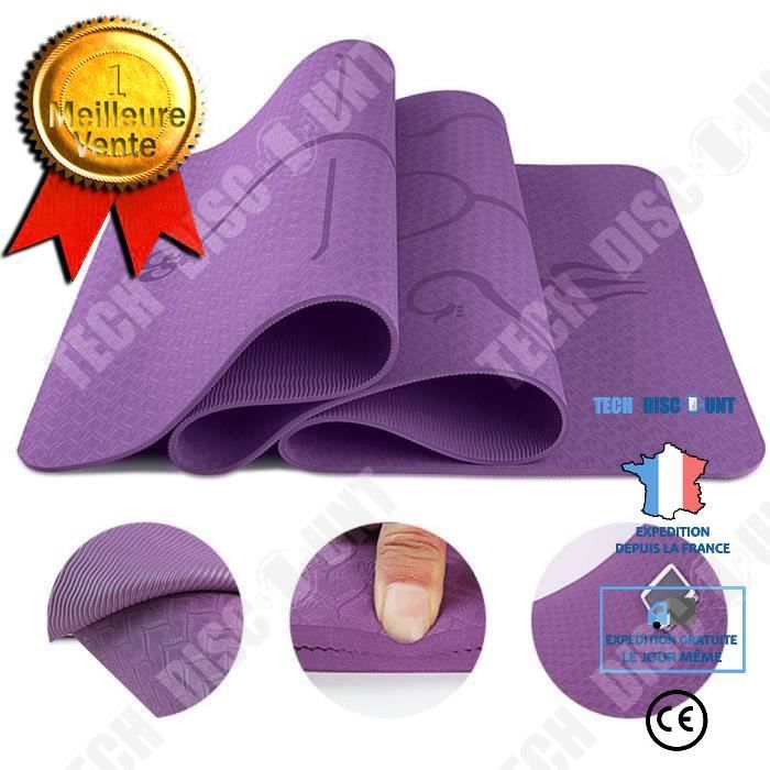 TD® Tapis Yoga -Tapis De Sport Fitness a La Maison -Tapis de Pilates,Poids léger,Antidérapant 183 * 61 * 0,6 cm violet foncé