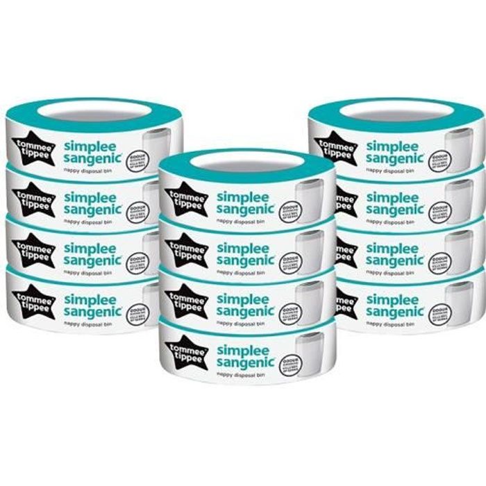 Sangenic SIMPLEE recharge Tommee Tippee recharge poubelle Sangenic Simplee (Lot de 12)