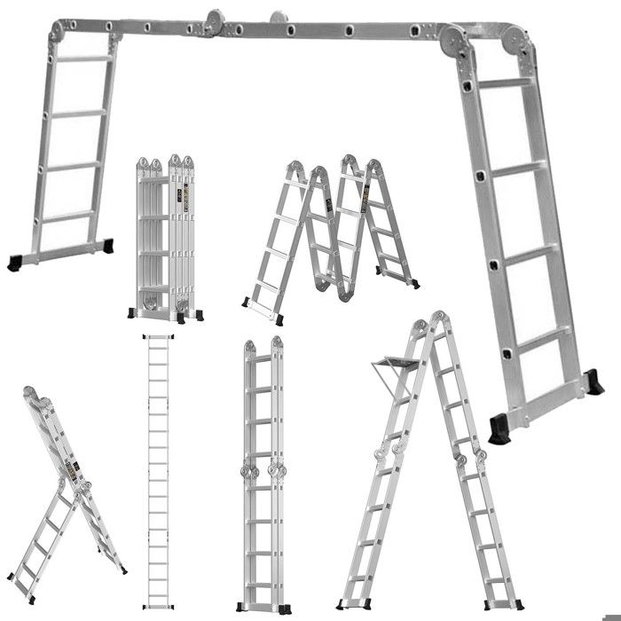Échelle Pliante d'Extension en Aluminium de 4,7 m avec 1 Plate-forme de ...