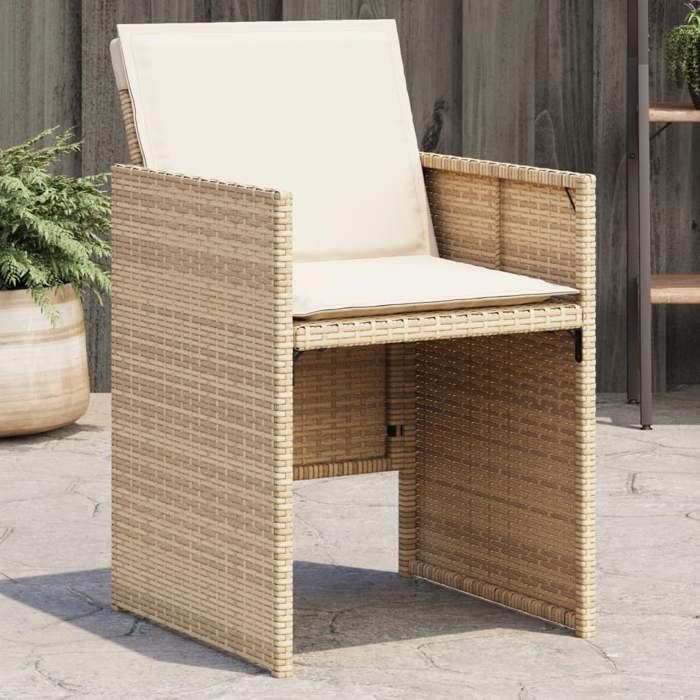 vidaXL Lot de 4 Chaises de Jardin avec Coussins Sièges de Terrasse Chaises de Balcon Meubles de Patio Extérieur Beige 4007439