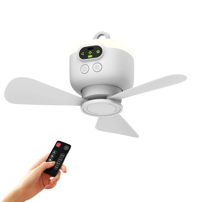 Ventilateur de Plafond - PRUMYA - Modèle USB - 8000mAh - Télécommande - LED - Prumya