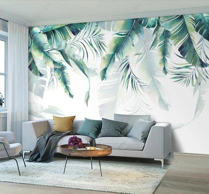 Papier Peint Panoramique Feuille De Bananier Plante Tropicale Papier ...