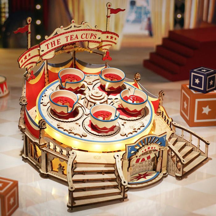Puzzle 3D - ROBOTIME - EA04 - Boîte à musique Tilt-A-Whirl - 500 pièces - Bois pré-découpé