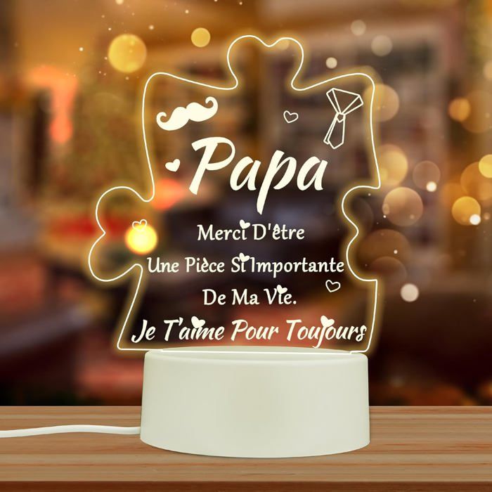 Ornement En Acrylique Pour Papa – Message Gravé Laser – Cadeau Anniversaire, Fête Des Pères, Noël – 12x12 Cm - 6